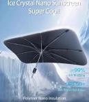 Thumbnail 4 of Сгъваем автоматичен сенник автосенник за предно стъкло на автомобил тип чадър 130 х 69 см черен-сребрист