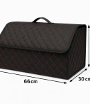 Thumbnail 6 of Луксозен кожен органайзер за багажник сгъваема кутия за съхранение с червен шев 66x30x30см