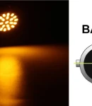 Thumbnail 1 of LED Лед Крушки, 22 SMD, BA15S 1156 (P21W), Срещуположни пинове (180°), Opposite, 12V, Оранжева, Жълта Светлина