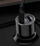 Thumbnail 3 of Универсално USB Зарядно За Автомобил, 2x18W, 3 A, Метален Корпус, 12V - 24V, Сребрист Цвят, Подсветка Синя LED Светлина, USB + Type C, Бързо Зареждане