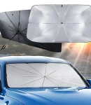 Thumbnail 12 of Сгъваем автоматичен сенник автосенник за предно стъкло на автомобил тип чадър 130 х 69 см черен-сребрист