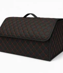 Thumbnail 1 of Луксозен кожен органайзер за багажник сгъваема кутия за съхранение с червен шев 66x30x30см