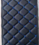 Thumbnail 2 of Универсален кожен калъф подложка за подлакътник на автомобил 29 cm x 17 cm черно със син шев