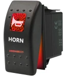 Thumbnail 1 of Копче Бутон За Вграждане за тромба клаксон 12V - 24V Надпис HORN Червена Светлина
