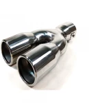 Thumbnail 1 of Универсален двоен накрайник за ауспух на автомобил. 35-55 мм, Дължина 21см, Хром