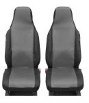 Thumbnail 1 of 1+1 СЪС СЛЯТ ПОДГЛАВНИК ВИСОКИ КОМПЛЕКТ УНИВЕРСАЛНИ КАЛЪФИ, ТАПИЦЕРИЯ ЗА ПРЕДНИ СЕДАЛКИ ЗА АВТОМОБИЛ , БУС , ДЖИП ЦВЯТ СИВО-ЧЕРНО , ТЕКСТИЛ