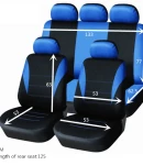 Thumbnail 2 of Универсална тапицерия, пълен комплект калъфи за предни и задни цели седалки,текстил в синьо-черно