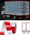 Thumbnail 3 of Светлоотразителна рефлекторна самозалепваща се лента фолио с висока фотометрична мощност 5 m x 5 cm червено - бяло