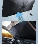 Thumbnail 5 of Сгъваем автоматичен сенник автосенник за предно стъкло на автомобил тип чадър 130 х 69 см черен-сребрист