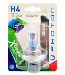 Thumbnail 1 of 1 брой халогенна крушка H4 Х4 +150% 12V 60 / 55W P43T-38 бяла светлина в блистер DENSE VISION PHOTON