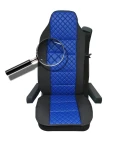 Thumbnail 3 of Универсален калъф за седалка на камион - релефен - еко кожа и текстил - Volvo, DAF, Man, Scania, Mercedes, Iveco - синьо с черно