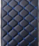 Thumbnail 1 of Универсален кожен калъф подложка за подлакътник на автомобил 29 cm x 17 cm черно със син шев