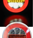 Thumbnail 5 of 1 брой кръгли LED ЛЕД светодиодни стопове задна светлина с Neon неон ефект тип хамбургер 12V Ø14 см