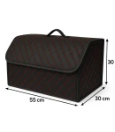 Thumbnail 2 of Луксозен кожен органайзер за багажник сгъваема кутия за съхранение с червен шев 55x30x30 см