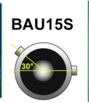 Thumbnail 1 of LED Лед Крушки, 18 SMD, Асиметрични, Разминати пинове (150°) , Offset, 1156, BAU15S, 12V, Синя Светлина
