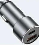 Thumbnail 5 of Универсално USB Зарядно За Автомобил, 2x18W, 3 A, Метален Корпус, 12V - 24V, Сребрист Цвят, Подсветка Синя LED Светлина, USB + Type C, Бързо Зареждане