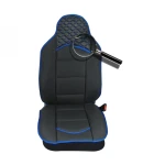 Thumbnail 2 of 1+1 Комплект универсални калъфи тип масажор за предни седалки - черно със син конец - Еко Кожа и Текстил