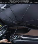 Thumbnail 6 of Сгъваем автоматичен сенник автосенник за предно стъкло на автомобил тип чадър 130 х 69 см черен-сребрист