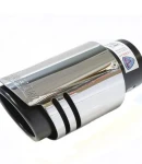 Thumbnail 1 of Нов Универсален Двоен Хромиран Накрайник За Ауспух За Автомобил 57 мм Диаметър