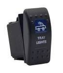 Thumbnail 1 of Копче, Бутон, За Вграждане, за LED Лед Бар, Халоген, Задна Светлина, 12V - 24V, Надпис  TRAY LIGHTS , Синя Светлина