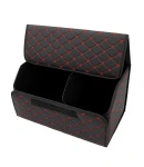 Thumbnail 9 of Луксозен кожен органайзер за багажник сгъваема кутия за съхранение с червен шев 66x30x30см