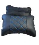 Thumbnail 1 of Комплект от 2 броя универсални възглавници авто възглавничка за врат за по-добър комфорт при дълъг път с автомобил черно със син шев