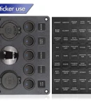 Thumbnail 2 of Панел за вграждане табло с 5 бутона превключвателя с 2бр USB зарядно 4.2А с 12V изход гнездо за запалка и волтметър универсален за кола камион каравана лодка и др.