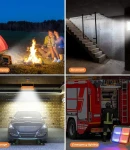 Thumbnail 2 of Акумулаторна LED ЛЕД диодна лампа бяла светлина + аварийна синя и червена презареждаема със соларен панел