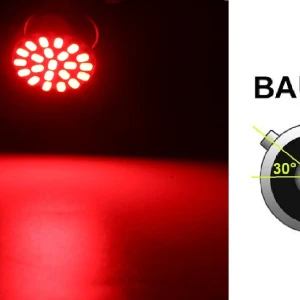 Снимка на LED Лед Крушки, 22 SMD, BA15S 1156 (P21W), Асиметрични, Разминати пинове (150°) , Offset, 12V, Червена Светлина