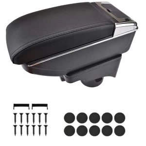 Снимка на Подлакътник барче за VW Golf V MK5, VI MK6, VW Jetta V MK5 - Еко кожа – Черен