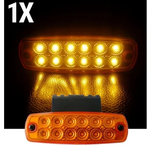 Снимка на 12 LED ЛЕД Аварийна Лампа За Пътна Помощ, Жълта Блиц Светлина, Мигаща, Оранжев, Със Стойка, Водоустойчив, 12V-24V