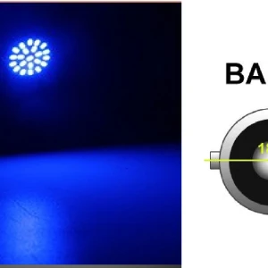 Снимка на LED Лед Крушки, 22 SMD, BA15S 1156 (P21W), Срещуположни пинове (180°), Opposite, 12V, Синя Светлина