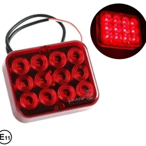 Снимка на 1 брой LED светодиодена спомагателна задна светлина за мъгла стоп червен подходящ за всякакви бусове каравани ремаркета и полуремаркета на 12V, E11