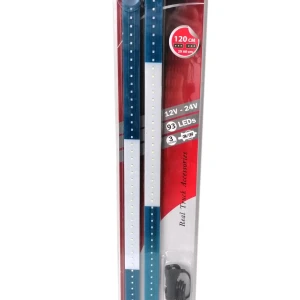 Снимка на Светещ лед бар 120 cm (2 х 60 cm) 93 LED 12V - 24V синьо-бяло GR Greece флаг знаме Гърция
