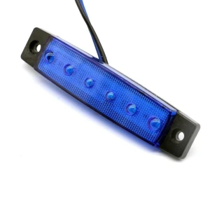 Снимка на Светодиоден Маркер, габарит, токос, рибки, рибка, светлина със 6 LED ЛЕД за камион, бус, ван, ремарке, каравана, платформа, 24V син, сини