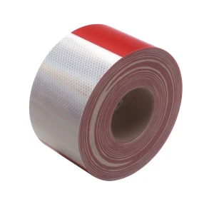 Снимка на Светлоотразителна рефлекторна самозалепваща се лента фолио с висока фотометрична мощност 5 m x 5 cm червено - бяло