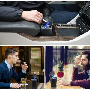 Снимка на Пепелник за автомобил с диод HT-852/278 - карбонов капак