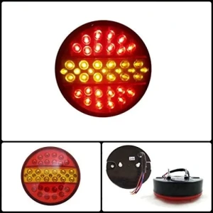 Снимка на 1 брои LED Лед Диоден Стоп Тип Хамбургер Задна светлина За Камион Ремарке Бус Каравана Кемпер и др. 24V Ø14cm