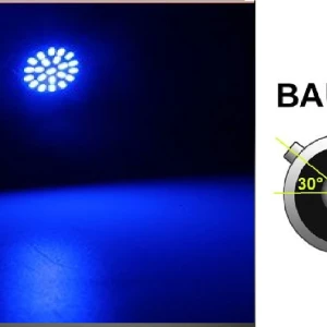 Снимка на LED Лед Крушки, 22 SMD, BA15S 1156 (P21W), Асиметрични, Разминати пинове (150°) , Offset, 12V, Синя Светлина