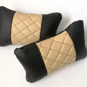 Снимка на Комплект от 2 броя универсални възглавници авто възглавничка за врат за по-добър комфорт при дълъг път с автомобил бежово - черно