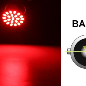 Снимка на LED Лед Крушки, 22 SMD, BA15S 1156 (P21W), Срещуположни пинове (180°), Opposite, 12V, Червена Светлина