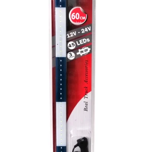 Снимка на Светещ лед бар 60 cm 45 LED 12V - 24V синьо-бяло GR Greece флаг знаме Гърция