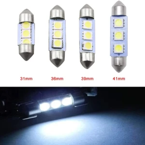 Снимка на LED Лед Диодни Крушки, C5W, 3 Smd, 41mm, 12V, Бяла Светлина