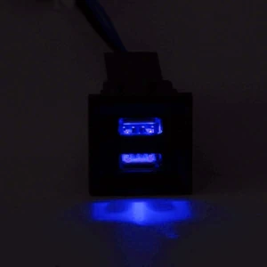 Снимка на Син Цвят Двойно USB Зарядно за Вграждане за Volkswagen Фолксваген VW Transporter Транспортер Т5 2003 - 2009