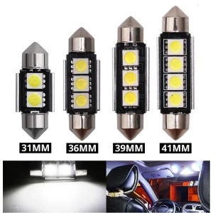 Снимка на LED Лед Диодни Крушки, 2/3/4 SMD 5050 , 31мм, 36мм, 39мм, 41мм, 12V, Бяла Светлина, Canbus, Error Free, Bez Грешки