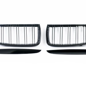 Снимка на Бъбреци Решетки Двойни Ребра за БМВ BMW Е90 Е91 05-08 Черен Гланц Преди Фейслифта