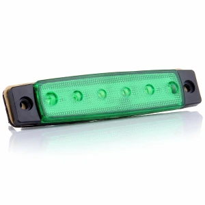 Снимка на Светодиоден Маркер, габарит, токос, рибки, рибка, светлина със 6 LED ЛЕД за камион, бус, ван, ремарке, каравана, платформа, 24V зелен, зелени