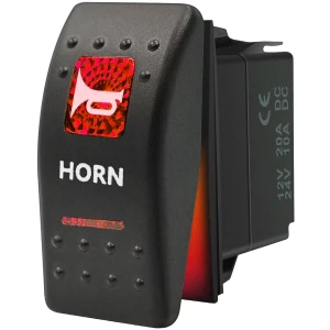 Снимка на Копче Бутон За Вграждане за тромба клаксон 12V - 24V Надпис HORN Червена Светлина
