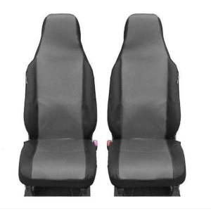 Снимка на 1+1 СЪС СЛЯТ ПОДГЛАВНИК ВИСОКИ КОМПЛЕКТ УНИВЕРСАЛНИ КАЛЪФИ, ТАПИЦЕРИЯ ЗА ПРЕДНИ СЕДАЛКИ ЗА АВТОМОБИЛ , БУС , ДЖИП ЦВЯТ СИВО-ЧЕРНО , ТЕКСТИЛ