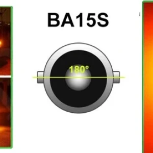 Снимка на LED Лед Крушки, 30 SMD, BA15S 1156 (P21W), Срещуположни пинове (180°), Opposite, 12V, Оранжева Светлина